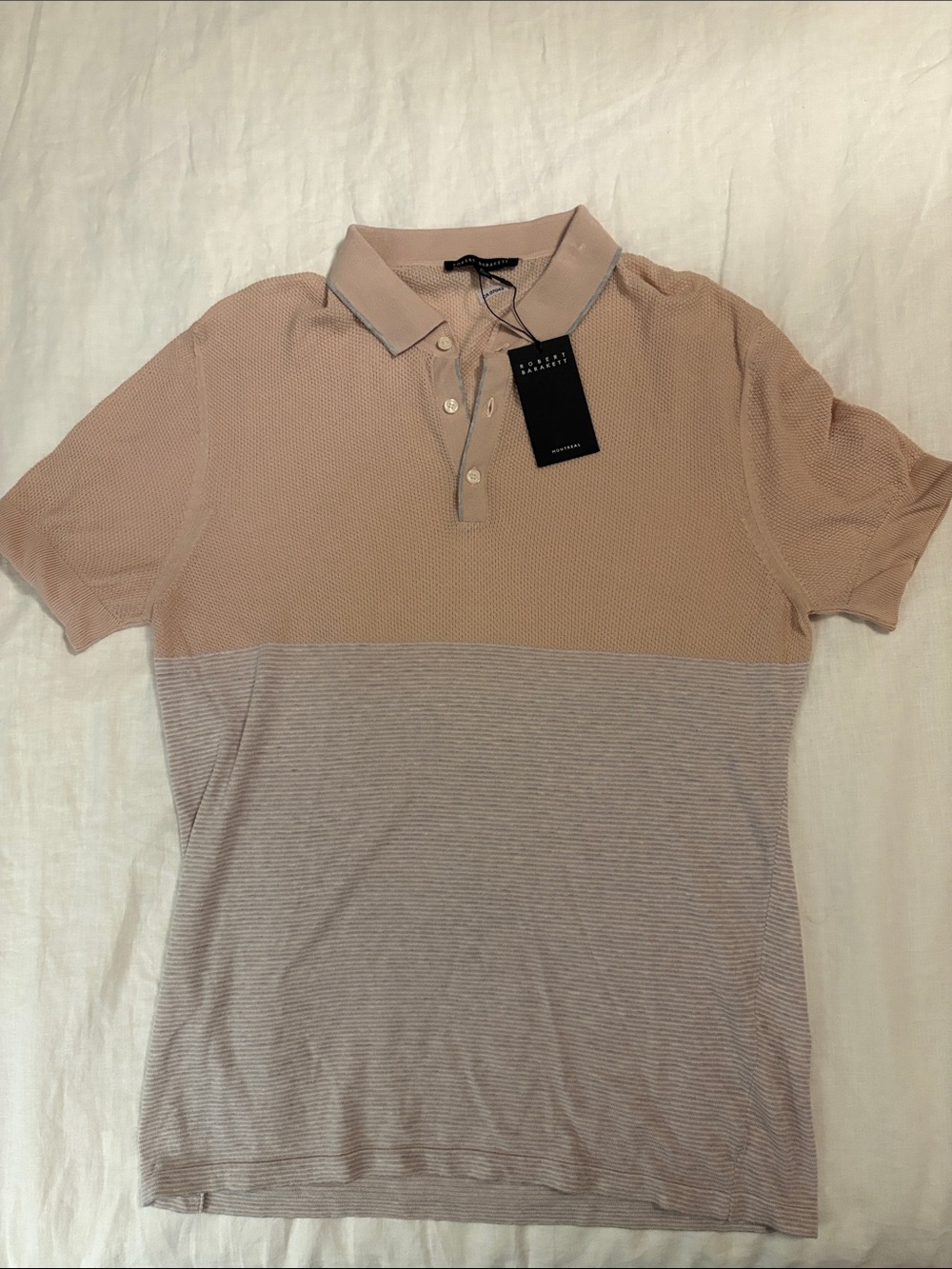 Robert Barakett Two-Tone Beige Polo Shirt
